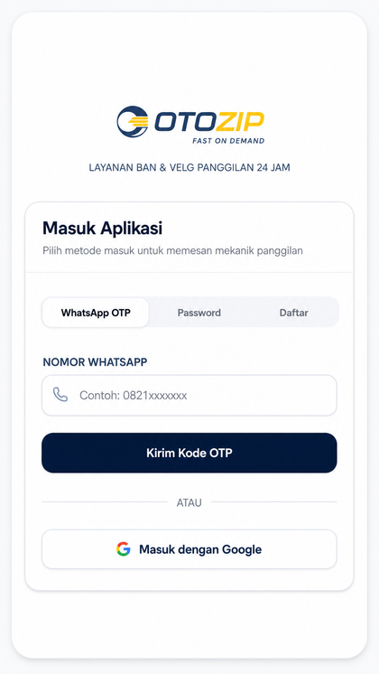 Login Aplikasi Otozip